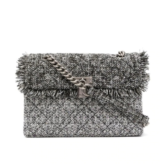 Kurt Geiger Handbags - Kurt Geiger Brixton Lock Dual Strap Gray Glitter Tweed Shoulder Bag authentic